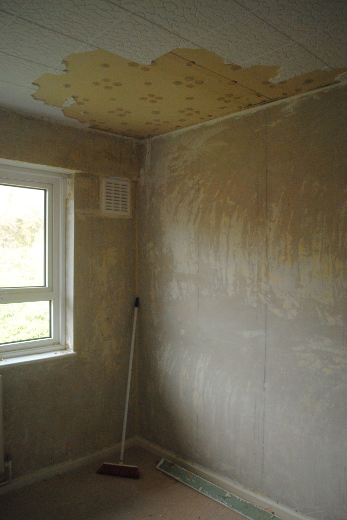 Bedroom wallpaper stripping