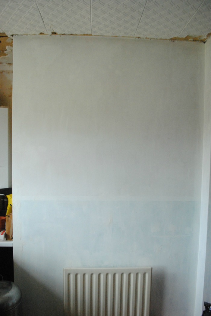 Primed kitchen wall