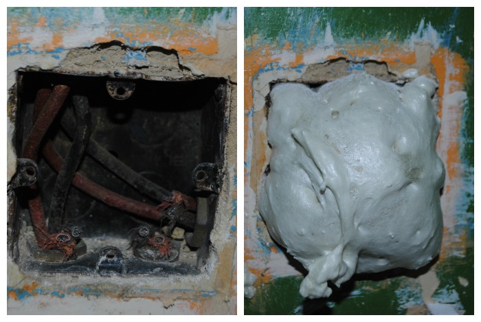 Expanding foam in socket